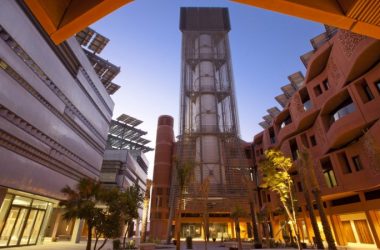 Masdar's centre courtyard and wind tower