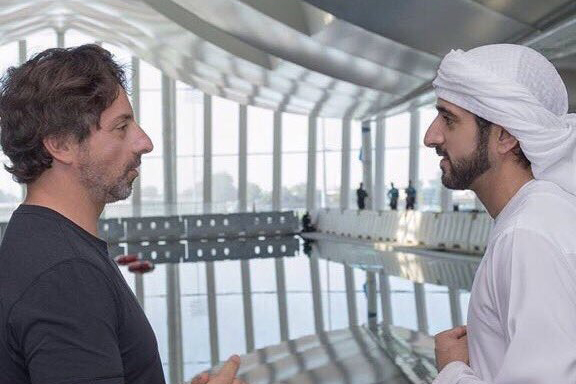 Sergey Brin with HH Sheikh Hamdan. credit @hamdanmohammed
